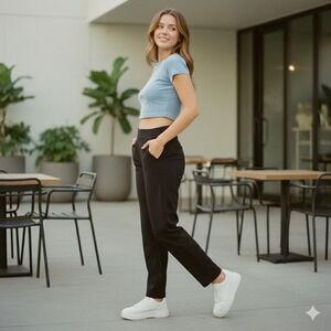 FJ FootJoy Golf Pants Women's Black Straight Leg Pull On Casual - Size M